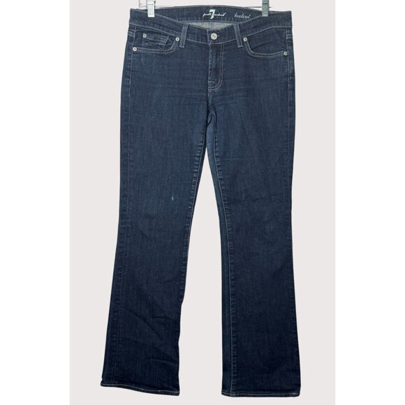 7 For All Mankind Bootcut Women Stretch Jeans Sz 30 Signature Wave Pocket Design - Picture 1 of 9